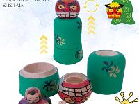 Hasegawa Kenzo (長谷川健三)  Shishi-mai nesting toys. Koma, Ejiko design