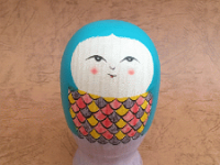 Sato, Hideyuki (佐藤英之)  YOB 1977 Master, Father Sato Seiko. This is a transitional kokeshi themed after a Yokai, Amabie