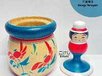 Hiraga Teruyuki (平賀輝幸)  2021 Christmas Kokeshi Ejiko with tiny Kokeshi inside.