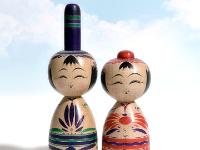 Hiraga Teruyuki 17-18 (平賀輝幸)  Hina Kokeshi Set Chrysanthemum Flower Design
