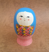 Sato, Hideyuki (佐藤英之) YOB 1977 Master, Father Sato Seiko. This is a transitional kokeshi themed after a Yokai, Amabie