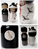 Katagami Kokeshi by Reka Toth-Vasarhelyi Artisan | Woodturner Wedding themed Kokeshi are amongst some of the most beautifully Sosaku Created dolls. Katagami does justice to this beautiful pair in...