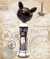 Katagami Kokeshi by Reka Toth-Vasarhelyi Artisan | Woodturner Steam Punk Kokeshi | Soulportal Collection Collaborative commissioned Project