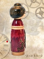 Katagami Kokeshi by Reka Toth-Vasarhelyi Artisan | Woodturner Steam Punk Kokeshi | Soulportal Collection Collaborative commissioned Project