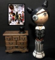Katagami Kokeshi by Reka Toth-Vasarhelyi Artisan | Woodturner Steam Punk Kokeshi | Soulportal Collection Collaborative commissioned Project