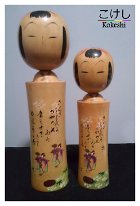 Takahashi Hashime (高橋 はしめ) Older dolls by Takahashi maybe Dancing girls of Izu? Set of two 12 -9.5 in ea