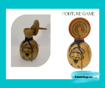 Kokeshi Games: Izumo Daikoku's Omikuji Fortune Game Made by Kichiya in Izumo Taisha Town. A bag shaped like Okuninushi no Mikoto (Daikoku-sama). Spin the top on this bag to tell your fortune (great good luck,...