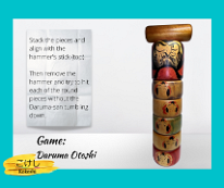 Kokeshi Games: Daruma Otoshi by Sato Morimasa (佐藤守正) Wa Nuki Daruma 輪抜きだるま
