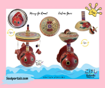 Kokeshi Games: Fortune Game and Merry go Round (Tsugaru) Made by Kitayama Moriharu