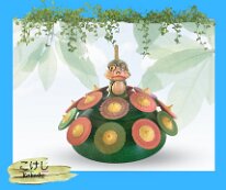 Kokeshi Toys: Tops by Umeki Shuichi V2 June Almanac Tops June Frog and Hydrangea (Zao)