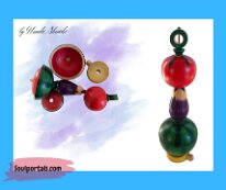 Kokeshi Toys: Spinner by Zao Craftsman Umeki Shuichi August Almanac Eggplant, Watermelon and Tomato - August summer vegetables
