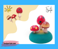 Kokeshi Toys: Tops Mushroom Tsuta Family