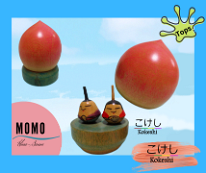 Kokeshi Toys: Momo-Hime-sama Peach Hina Emperor Empress Tops