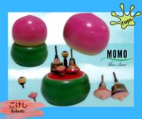 Kokeshi Toys: Momo-Hime-sama 2 Peach Hina Emperor Empress Tops