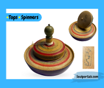 Kokeshi Toys: Top plate and top Tops typically spun on the plate stay centered until they come to a stop