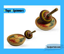 Kokeshi Toys: Top plate and top Tops typically spun on the plate stay centered until they come to a stop