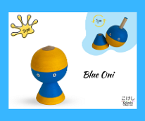 Kokeshi Toys: Tsuta Co Tippy Top Blue Oni